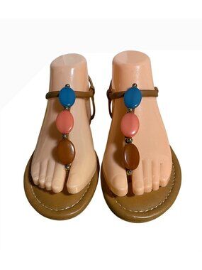 Madden Girl Brown Beaded Womens Sandals Womens Size 6 M